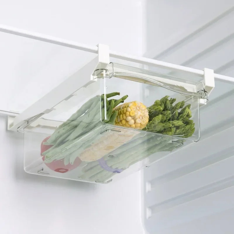 Food Storage Cabinet For Kitchen - Hanging Pull Out Fridge Drawer Organizer,