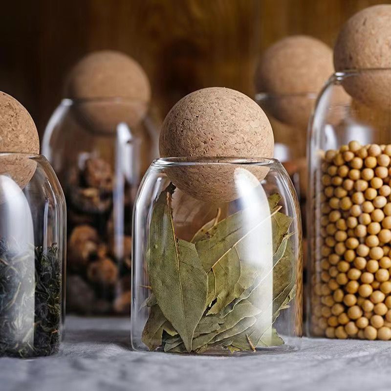 Food Storage Glass Container Set - Clear Glass Storage Jars With Round