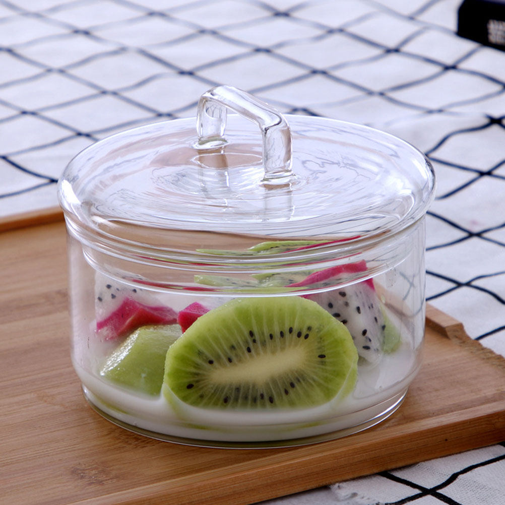 Food Storage Jar Glass - 1Set Clear Glass Storage Bowl Salad