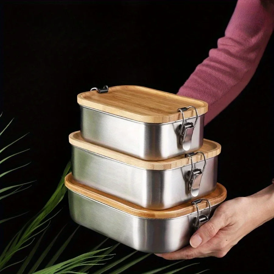 Food Storage System - New 304 Stainless Steel Bamboo Lid