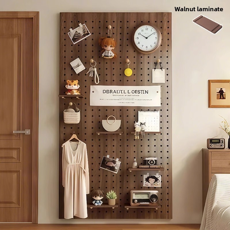 Food Storage For Room - Solid Wood Pegboard Wall Shelf Entryway