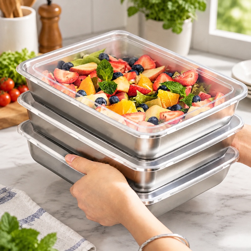 Food Storage Home - 3-Piece Stainless Steel Food Storage Containers