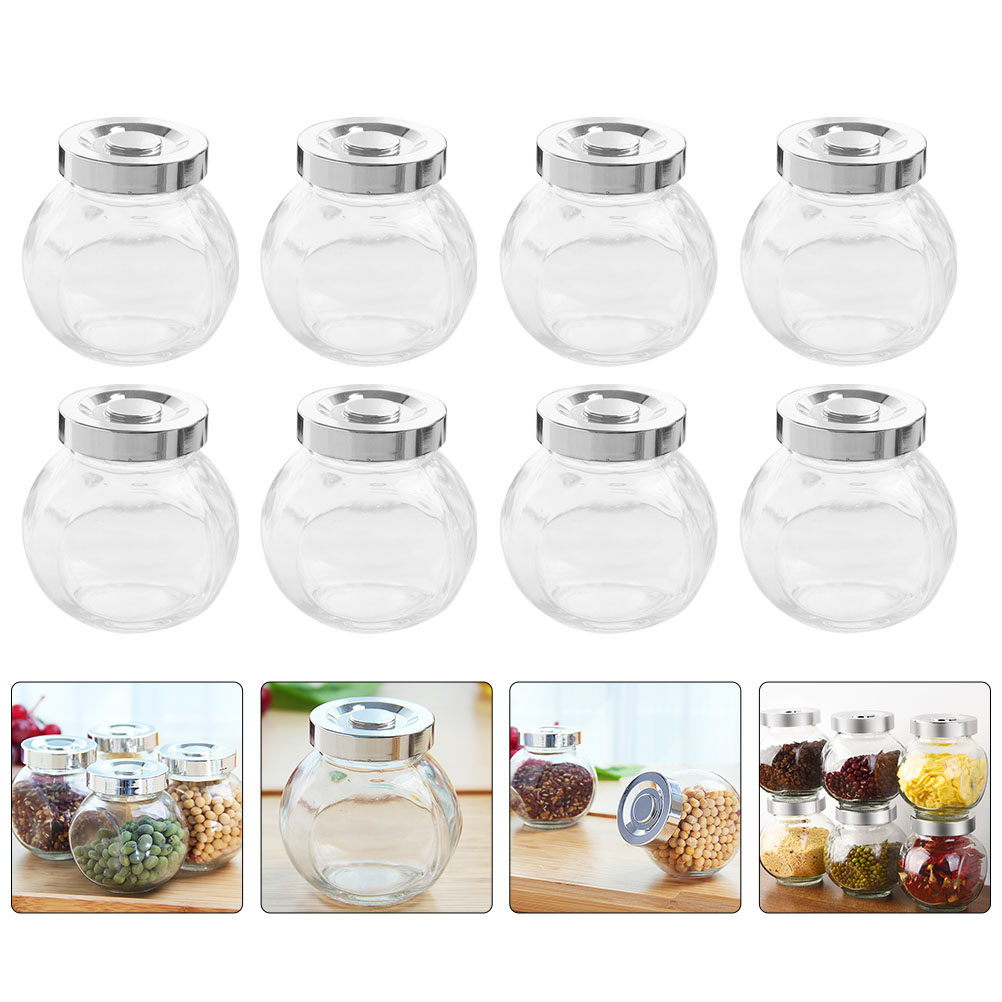 Food Storage Jar Glass - 8Pcs Glass Sealed Storage Jars Multipurpose