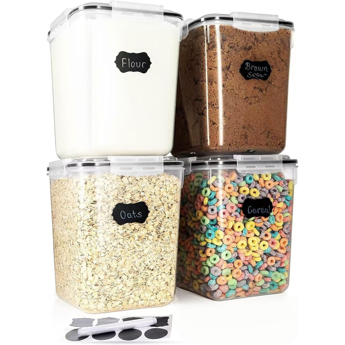 Food Storage Glass Container Set - 4PCS Large Food Storage Container, 5200ml/175OZ