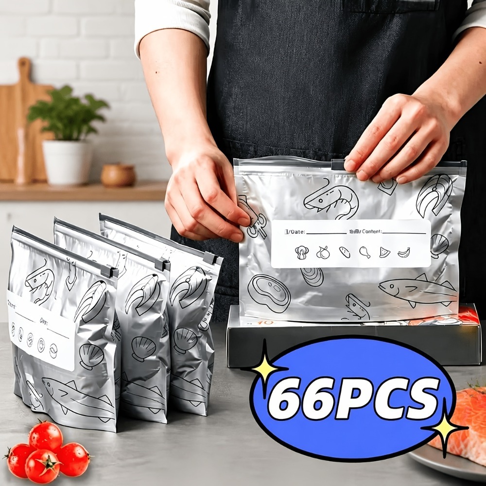 66Pcs Aluminum Foil Food Stora - огляд і ціна Food Storage Zipper Bags