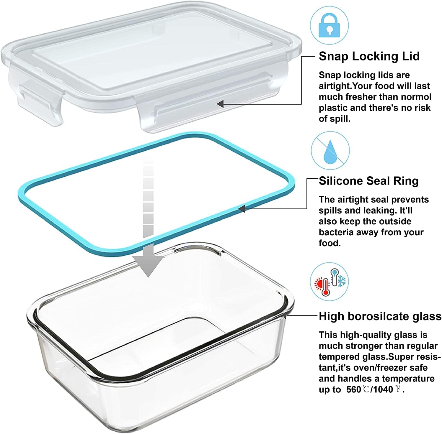 18 Piece Glass Food Storage Co - огляд і ціна Food Storage Glass Container Set