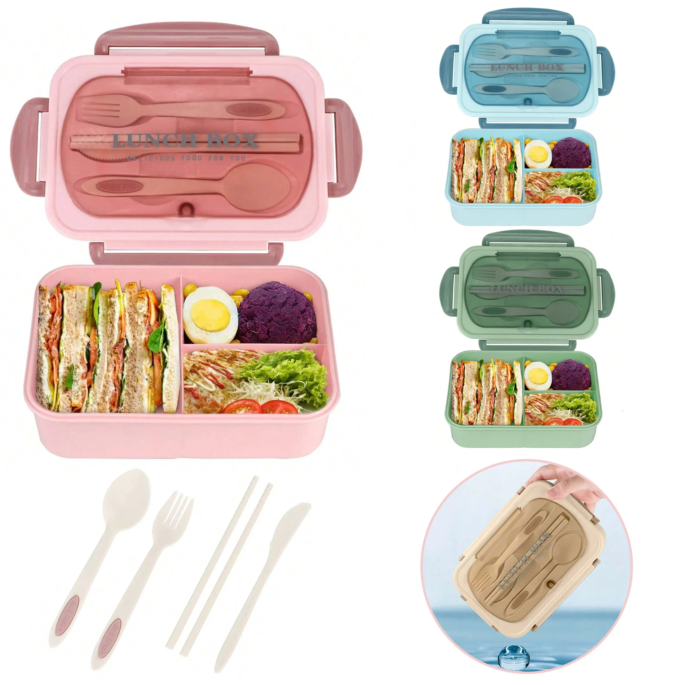 Adult Bento Box with 3 Compart - огляд і ціна Food Storage Safety