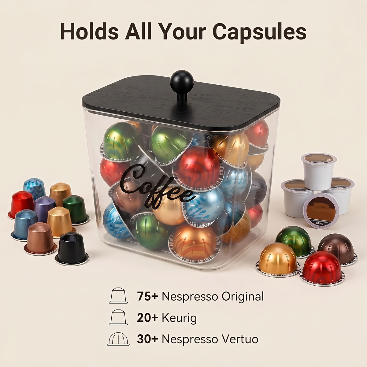 Coffee Pod Holder with Lids Pl - огляд і ціна Food Storage Cabinet For Kitchen