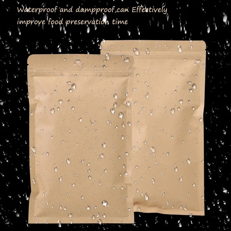 100PCS Brown Kraft Paper Zippe - огляд і ціна Food Storage Zipper Bags