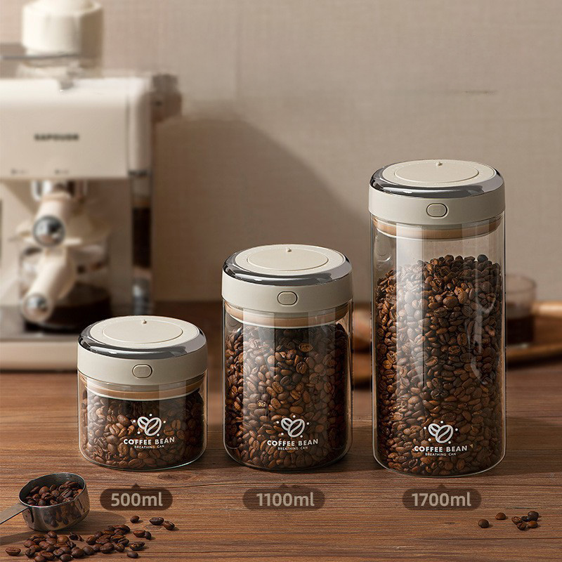 500/1100/1700ml Coffee Beans V - огляд і ціна Food Storage Jar Glass