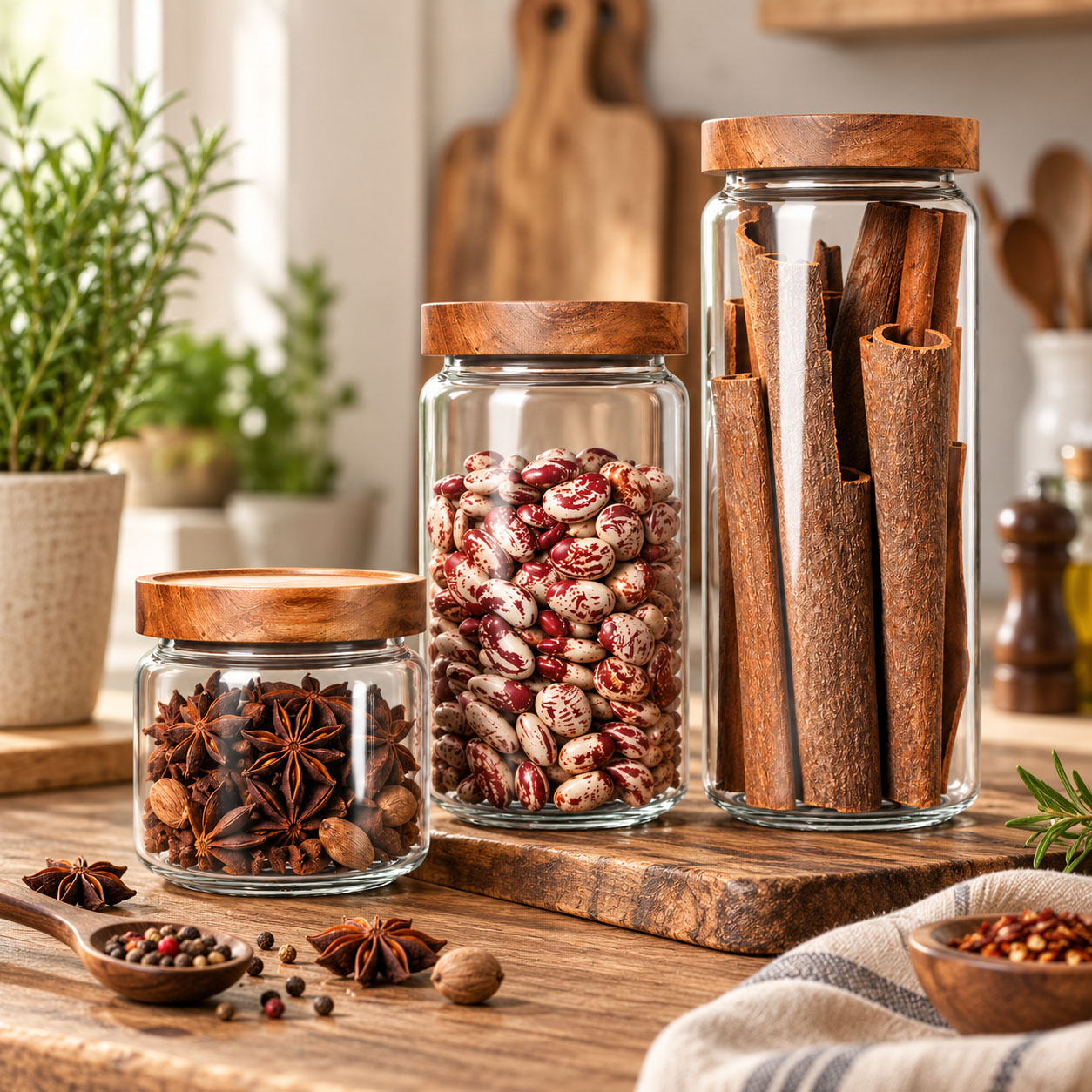 1pcs Wood Lid Orgnizer Glass A - огляд і ціна Food Storage Glass Container Set