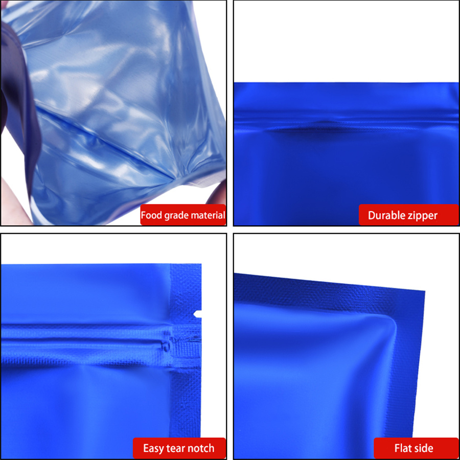 100pcs Matte Blue Foil Zipper  - огляд і ціна Food Storage Zipper Bags