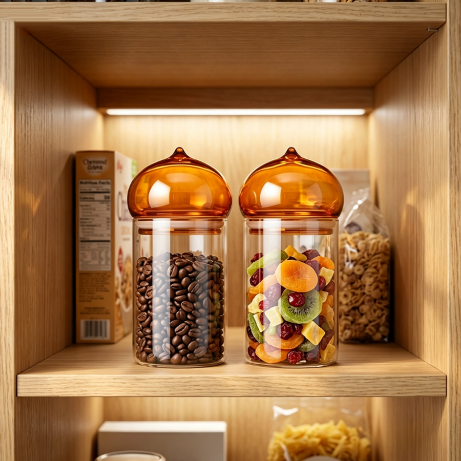 Amber Lid Glass Storage Jar, H - огляд і ціна Food Storage Jar Glass