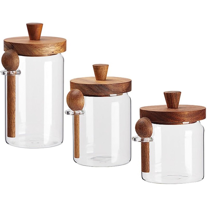 THIVN-Glass Jar Coffee Tea Sug - огляд і ціна Food Storage Glass Container Set